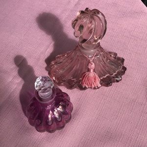 Glass Perfume Bottle Flacons Set of 2 Decanters